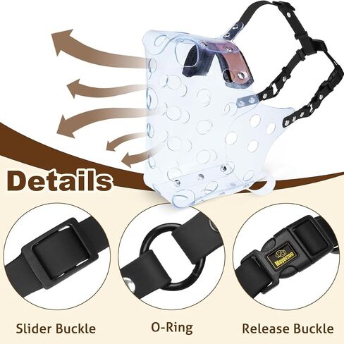 Mayerzon Dog Muzzle, Basket Muzzle for Large Medium Small Dogs, Humane Breathable Cage Mouth Guard to Prevent Biting Chewing Eating for Grooming Training Walking Vet Visits (L, Clear) in Kuwait