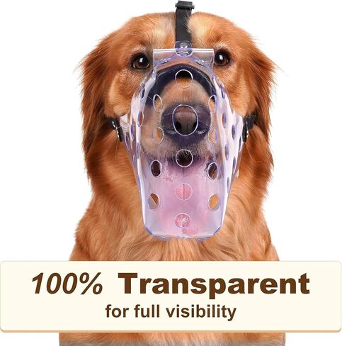 Mayerzon Dog Muzzle, Basket Muzzle for Large Medium Small Dogs, Humane Breathable Cage Mouth Guard to Prevent Biting Chewing Eating for Grooming Training Walking Vet Visits (L, Clear) in Kuwait