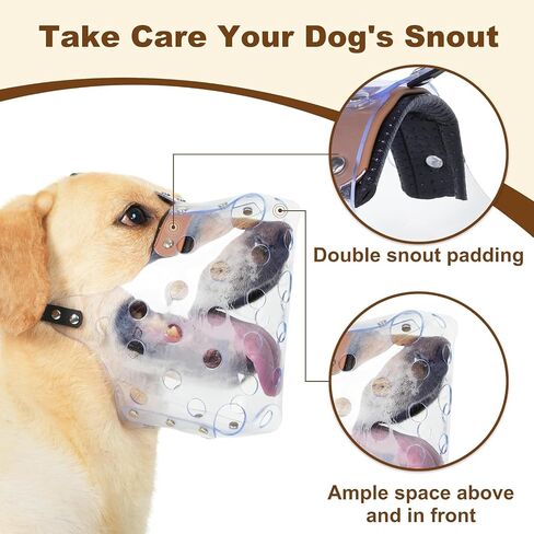 Mayerzon Dog Muzzle, Basket Muzzle for Large Medium Small Dogs, Humane Breathable Cage Mouth Guard to Prevent Biting Chewing Eating for Grooming Training Walking Vet Visits (L, Clear) in Kuwait