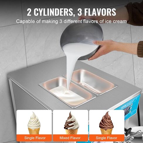 VEVOR Soft Serve Ice Cream Machine for Commercial Use, 10-15L/H Production, 1000W, Single Flavor, Countertop Design with 4L Hopper & 1.6L Cylinder, Touch Control, Auto Cleaning & Pre-Cooling, Ideal in Kuwait