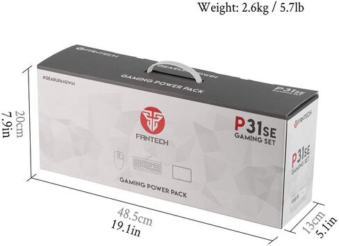 مجموعة لوحة مفاتيح وماوس ألعاب FANTECH P31SE RGB ولوحة ماوس كبيرة، لوحة مفاتيح ميكانيكية سلكية مكونة من 104 مفاتيح ومفتاح أزرق مع مسند للمعصم وماوس ألعاب 10K DPI ولوحة ماوس ألعاب (31.5×12 بوصة) للكمبيوتر الشخصي، أبيض in Kuwait