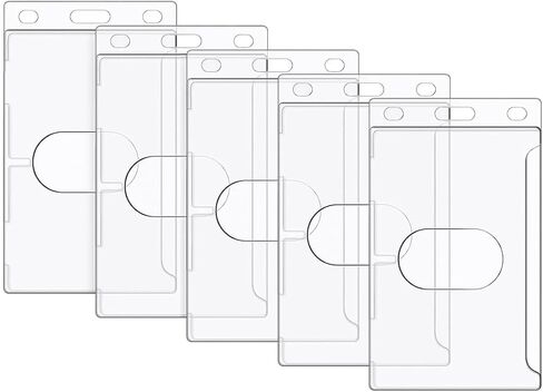 Hard Plastic Badge Holder, Clear ID Badge Name Card Holder with Easy Access Thumb Slot, Vertical Style, 2 Pack in Saudi Arabia