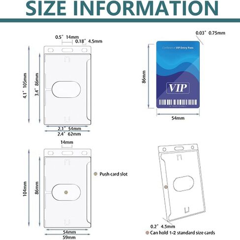 Hard Plastic Badge Holder, Clear ID Badge Name Card Holder with Easy Access Thumb Slot, Vertical Style, 2 Pack in Saudi Arabia