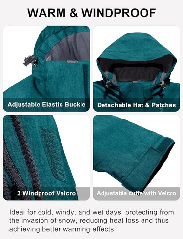 سترة Little Donkey Andy النسائية المقاومة للماء للتزلج على الجليد، معطف دافئ مقاوم للرياح مع غطاء رأس قابل للفصل in Kuwait