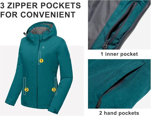 سترة Little Donkey Andy النسائية المقاومة للماء للتزلج على الجليد، معطف دافئ مقاوم للرياح مع غطاء رأس قابل للفصل in Kuwait