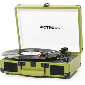 Bluetooth Record Player with Speakers, 3-Speed Portable Suitcase Turntable LP Player, Belt-Drive Vinyl Record Player with PC Recording, RCA/AUX/Headphone Jack, Purple in Kuwait