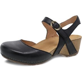 Dansko Tiffani Wedge Sandal for Women - Cushioned, Contoured Footbed for All-Day Comfort and Support - Hook & Loop Strap with Buckle Detail - Lightweight Rubber Outsole