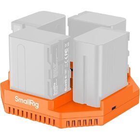 SmallRig NP-F970 4-Channel Camera Battery Charger, with PD100W Fast Charging, OLED Display, Compact NP-F Battery Charger for Sony NP-F970, NP-F750, NP-F550, NP-F570, Orange - 4837