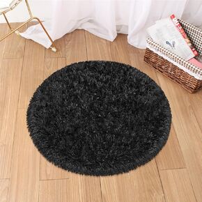 Purple Rug for Girls Room 3 Ft Fluffy Rug for Bedroom Shag Round Circle Rug, Soft Furry Carpet for Teen Room Aesthetic Décor Circular Rug for Baby Nursery Dorm Living Room Playroom Home Decor