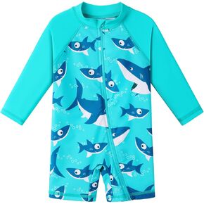 HUAANIUE Baby/Toddler Boy Swimsuit Long Sleeve One-Piece Swimwear Rashguard