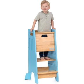 Toddler Standing Tower - Adjustable Height Toddler Kitchen Stool Helper - Ideal Kids Kitchen Step Stool for Learning New Skills - 2024 Design with Safety Feet - Pink