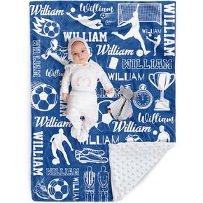 Soccer Blanket - Soft Plush Flannel Blanket with Double Layer Dotted Backing for Baby Kid Teen Boys Girls Gifts White & Green