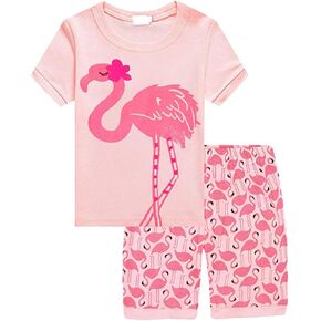 Popshion Baby Girls Pajamas Short Sleeve 100% Cotton Jammies Toddler Girl Summer Clothes Short Sets