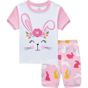 Popshion Baby Girls Pajamas Short Sleeve Cotton Jammies Toddler Girl Summer Clothes Short Sets 2 to 10 Years in Kuwait