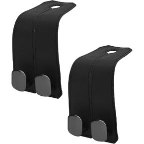 2 Pcs Car Hooks for Headrest, Adjustable Vehicle Seat Back Car Organizers and Storage Accessories, Universal Fit Double Metal Leather Purse Holder for Car(Grey) in Saudi Arabia
