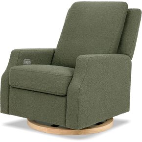 NAMESAKE Crewe Electronic Recliner and Swivel Glider in Fog Chatham Stripe Performance Eco-Weave, Water Repellent & Stain Resistant, Greenguard Gold & CertiPUR-US Certified
