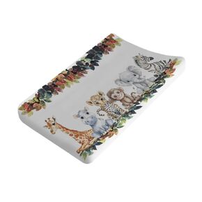 Jungle Safari Animals Boho Floral Changing Pad Covers Zoo Leopard Elephant Giraffe Zebra Hippo Monkey Baby Change Table Cover for Boy Girl Soft Stretch Fitted Diaper Changing Pad Sheet Mats 32''x16''