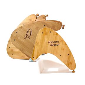 Hidden Helper Stow-Away Kid's Step Stool, Montessori Folding Two-Step Stool for Child Independence, Bamboo Wood Toddler Stepping Stool for Bathroom and Kitchen