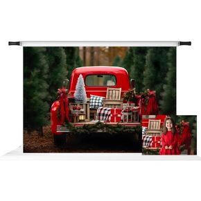 Kate 10x8ft Christmas Red Truck Backdrop Outdoor Xmas Forest Red Car Background for Kids Photo Studio Props