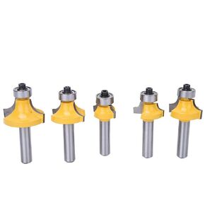 5Pcs 8mm Shank Round Over Router Bits, Woodworking Round Corner Milling Cutter Tool,Roundover Edging Router Bit Set