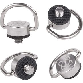 Stainless Steel D Ring 1/4 Screw Adapter for Camera Strap, Tripod Screw Holder Fixing Screw Camera Carabiner Clip for Quick Install Camera Strap, Set of 4