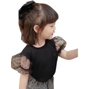 Baby Girl Kids Blouses Long/Shortsleeves Solid Color Doll Collar T-Shirt Top Bottom