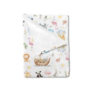 Baby Safari Animals Ship Rainbow Sun Blanket for Boy Girl Zoo Animal Flower Leaves Flannel Swaddle Blanket Lion Elephant Giraffe Panda Soft Receiving Blanket Toddler Nursery Crib Bed Blanket 30x40