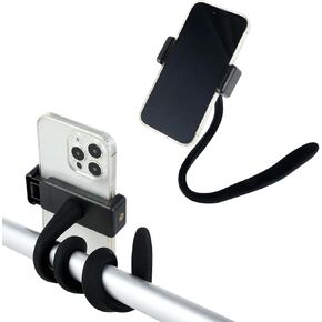 Stroller Phone Holder, Portable Flexible Cell Phone Holder Stand with Non-skidding Arm Grip Soft Alloy Phone Clamp Stroller Accessories for Baby Buggy Desk Handlebar Treadmill Pushchair