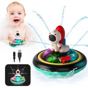 Baby Bath Toys, Automatic Spray Water Toddler Bath Toys, Induction Sprinkler Bathtub Toys, Rechargeable Flashing Light Kid Bath Toys Girls Boys Shower Toys for Infant (Rocket)