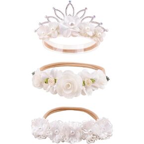 Flower Headband for Baby Girl Elastic Baby Floral Headbands Crown Hairbands Hair Accessories for Kids (089#, stretchy size)