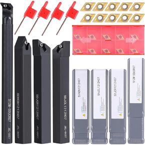 Lathe Boring Bar Set 4PCS Turning Tool Holder S12M-SDUCR07/SDJCR1212H07/SDNCN1212H07/SDJCL1212H07 With 10pcs DC070204 Inserts