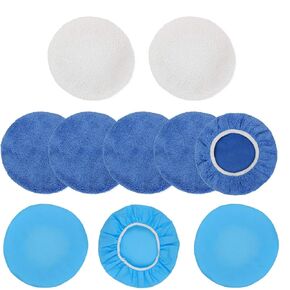10PCS 9-10 inch Polisher Pad Bonnet Orbital Car Buffing Polishing Pad Cover - 5PCS Microfiber Polish Pad, 3PCS Car Wax Buffer Pads, 2PCS Woolen Fleece Polishing Bonnet for Car Waxing Machine