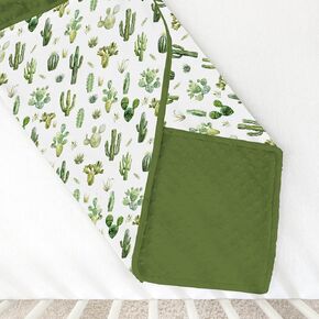 Watercolor Green Cactus Baby Blanket for Girl Boy with Dotted Backing Double Layer Boho Cactus Leaves Soft Swaddle Receiving Blanket Wild Desert Plants Newborn Toddler Nursery Bed Throw 30x40