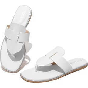 Women's Slide Sandals Slip On Flat Sandals,Open Toe Flip Flop Thong Sandals,Casual Comfortable and Soft Leather Home and Outdoor Slippers