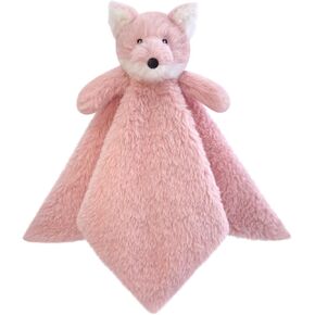 Baby Pink Fox Soft Stuffed Animal Security Blanket, Plush Fox Character Lovey Blanket, Baby Shower/Nursery Gift, Newborn Infant Toddler Snuggle Blankie for Girls Boys, 14 Inches