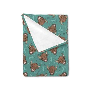 Highland Cows Green Cactus Baby Blanket for Boy Girl Highland Yak Stars Flannel Soft Swaddle Blanket Animal Wild Plants Receiving Blanket Newborn Toddler Nursery Bedding Crib Blanket Playmat 30x40