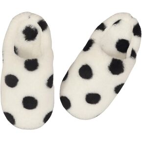 Verdusa Women's Fuzzy Indoor Slippers Polka Dots House Slippers Winter Warm Shoes