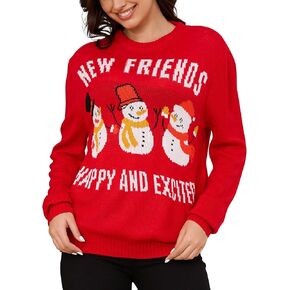 MyFav Women's Ugly Christmas Sweater Funny Novelty Crewneck Pullover Xmas Sweater Top