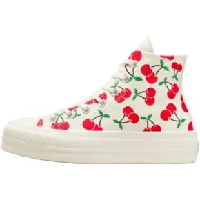 Converse Womens' Chuck Taylor All Star Hi Top Lift Platform Sneakers, Cherry Egret/Red/Green, Size 6.5