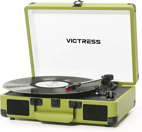 Bluetooth Record Player with Speakers, 3-Speed Portable Suitcase Turntable LP Player, Belt-Drive Vinyl Record Player with PC Recording, RCA/AUX/Headphone Jack, Purple in Kuwait