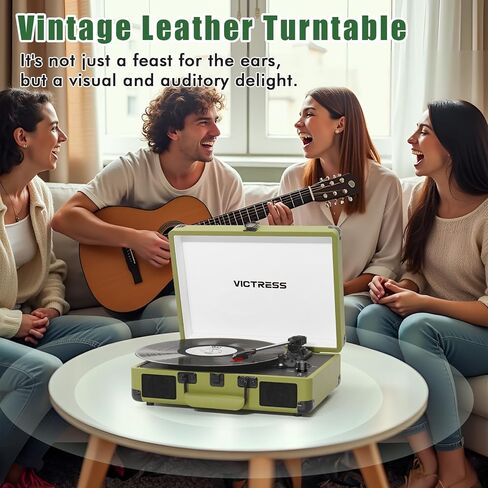Bluetooth Record Player with Speakers, 3-Speed Portable Suitcase Turntable LP Player, Belt-Drive Vinyl Record Player with PC Recording, RCA/AUX/Headphone Jack, Purple in Kuwait