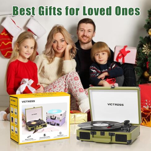 Bluetooth Record Player with Speakers, 3-Speed Portable Suitcase Turntable LP Player, Belt-Drive Vinyl Record Player with PC Recording, RCA/AUX/Headphone Jack, Purple in Kuwait