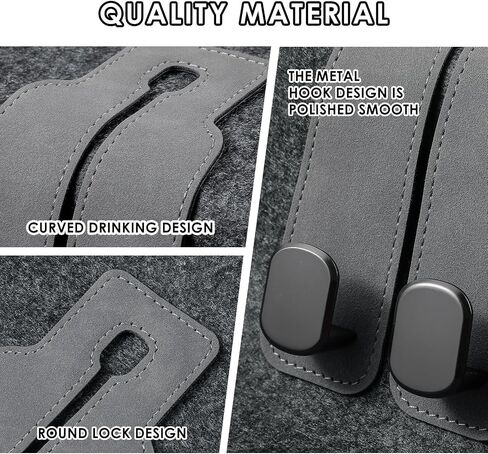 KINIVA Car Seat Headrest Storage Hooks, Set of 2, Suede PU Leather, Double Hooks (07-Grey) in Kuwait
