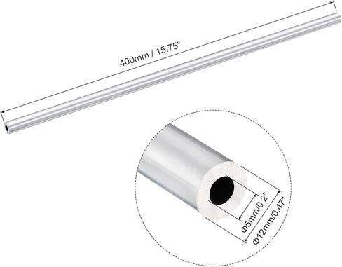 uxcell 6063 Aluminum Round Tube, 17mm OD 15mm Inner Dia 400mm Length Pipe Tubing for Industry DIY Projects in Saudi Arabia