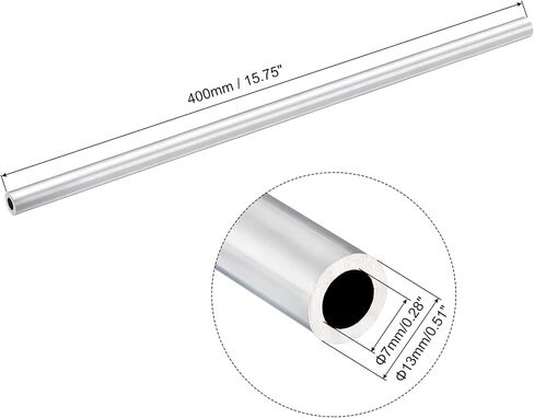 uxcell 6063 Aluminum Round Tube, 17mm OD 15mm Inner Dia 400mm Length Pipe Tubing for Industry DIY Projects in Saudi Arabia