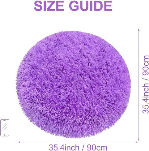 Purple Rug for Girls Room 3 Ft Fluffy Rug for Bedroom Shag Round Circle Rug, Soft Furry Carpet for Teen Room Aesthetic Décor Circular Rug for Baby Nursery Dorm Living Room Playroom Home Decor in Saudi Arabia