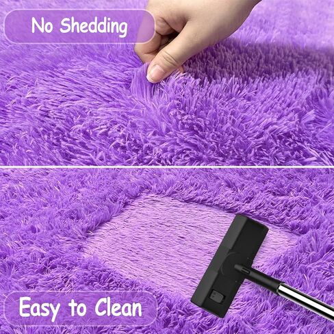 Purple Rug for Girls Room 3 Ft Fluffy Rug for Bedroom Shag Round Circle Rug, Soft Furry Carpet for Teen Room Aesthetic Décor Circular Rug for Baby Nursery Dorm Living Room Playroom Home Decor in Saudi Arabia
