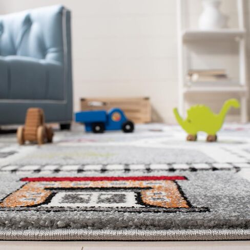 SAFAVIEH Carousel Kids Collection Accent Rug - 2' x 3', Grey & Ivory, Non-Shedding & Easy Care, Ideal for High Traffic Areas for Boys & Girls in Playroom, Nursery, Bedroom (CRK192F) in Saudi Arabia