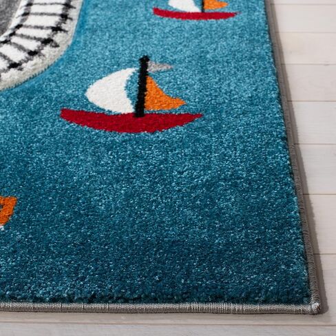 SAFAVIEH Carousel Kids Collection Accent Rug - 2' x 3', Grey & Ivory, Non-Shedding & Easy Care, Ideal for High Traffic Areas for Boys & Girls in Playroom, Nursery, Bedroom (CRK192F) in Saudi Arabia