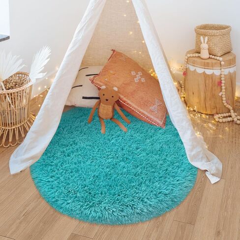 Purple Rug for Girls Room 3 Ft Fluffy Rug for Bedroom Shag Round Circle Rug, Soft Furry Carpet for Teen Room Aesthetic Décor Circular Rug for Baby Nursery Dorm Living Room Playroom Home Decor in Saudi Arabia